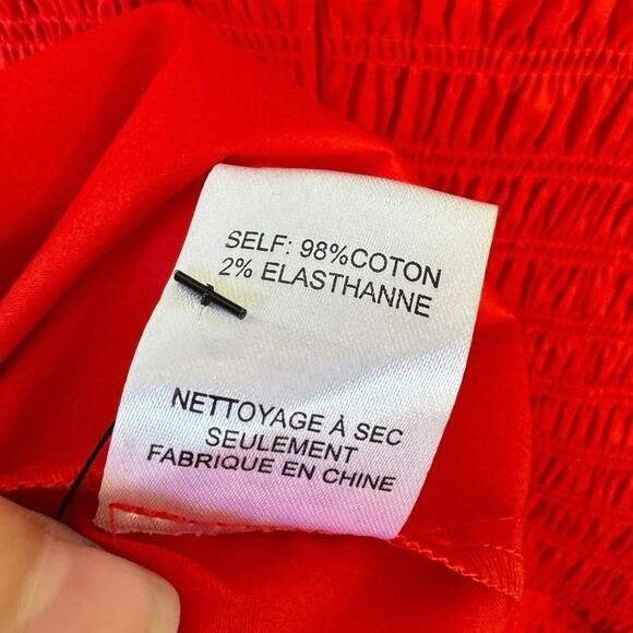 SEA NEW YORK NWT Scarlet Gaia Solid Cotton Long Sleeve Mini Dress Sz 12 Ruffles - Picture 12 of 14